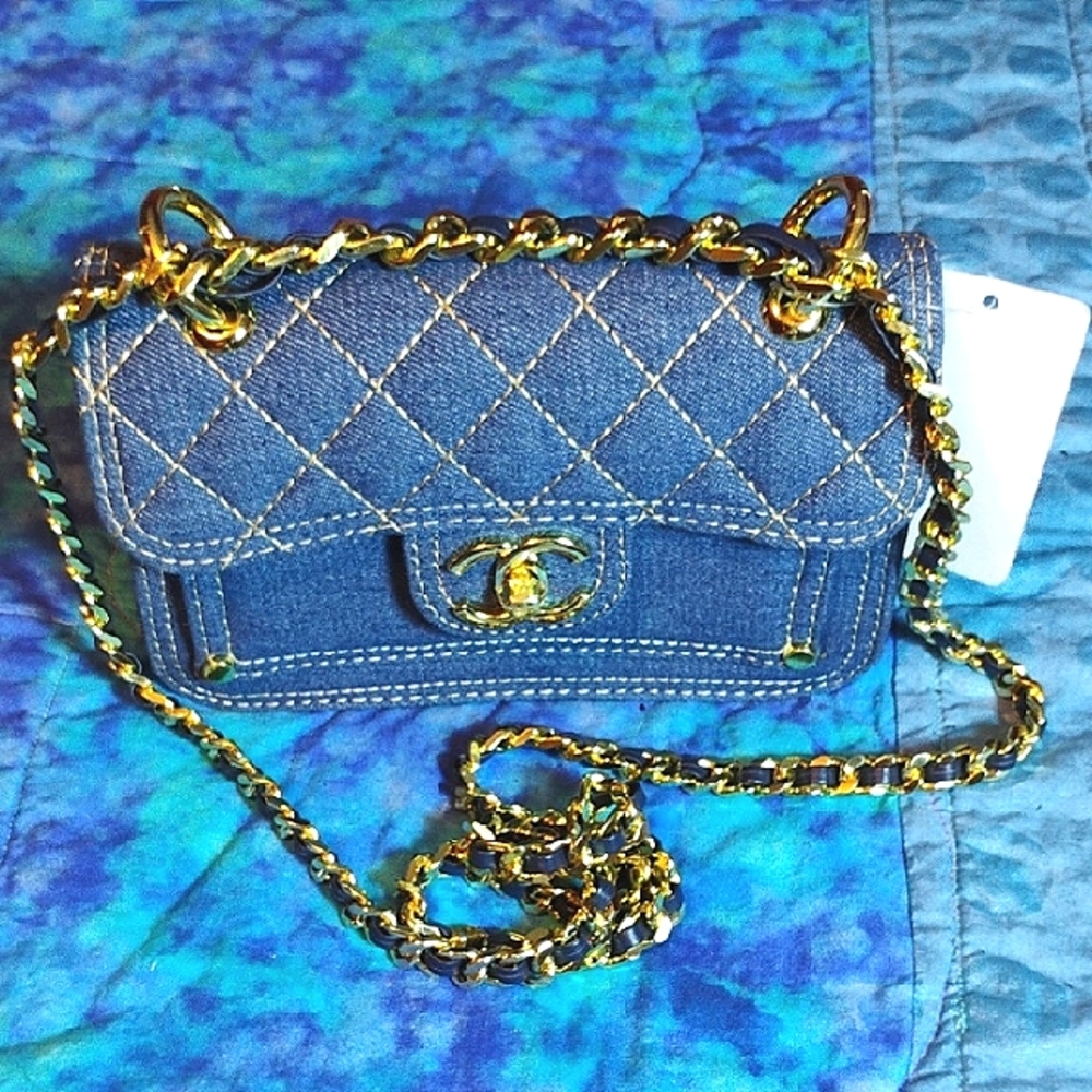 NWT Quilted Denim Fashion Bag, Crossbody, Comes W Dust Bag